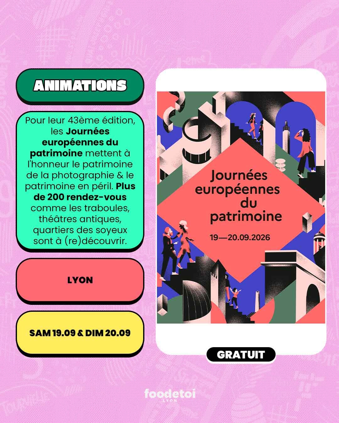Que faire à Lyon ce week-end ? (18, 19 & 20 septembre 2026)